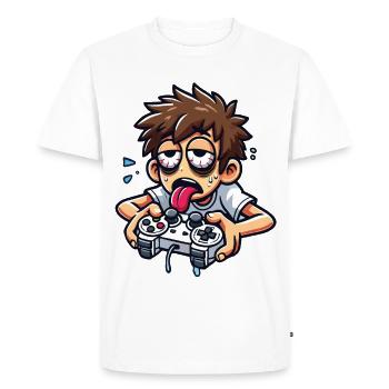 Exhausted Gamer in Action - Men's Premium Organic T-Shirt - white - Front - Nico (187cm)