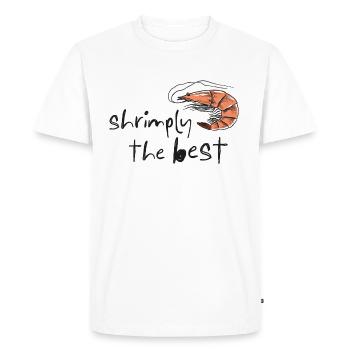 Crevettes, le meilleur – Jeu de mots avec des crevettes gribouillées - T-shirt Premium bio Homme - blanc - Devant - Nico (187cm)