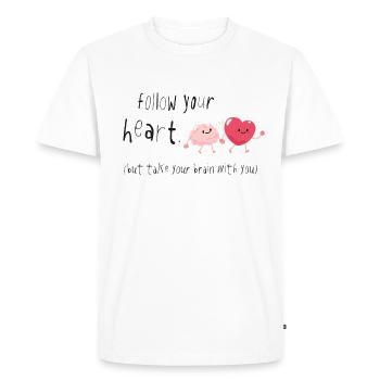 Suis ton cœur, emmène ton cerveau avec toi Spruch - T-shirt Premium bio Homme - blanc - Devant - Nico (187cm)