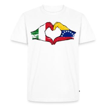 Italie Drapeau du Venezuela cœur utilisé - T-shirt Premium bio Homme - blanc - Devant - Nico (187cm)