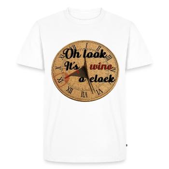 Oh regarde, c’est l’heure du vin – Illustration du cadran solaire - T-shirt Premium bio Homme - blanc - Devant - Nico (187cm)