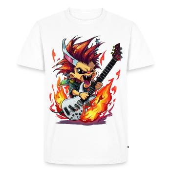 Flame Rocker Cartoon Guitarist - Men's Premium Organic T-Shirt - white - Front - Nico (187cm)