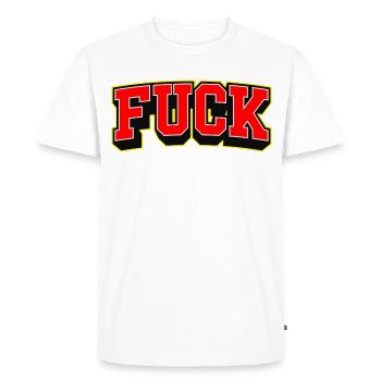 Mot F : Logo de style sportif - T-shirt Premium bio Homme - blanc - Devant - Nico (187cm)