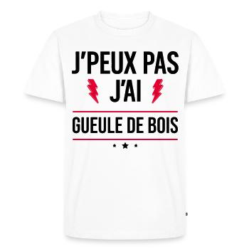 J’peux pas j’ai gueule de bois Humour Apéro - T-shirt Premium bio Homme - blanc - Devant - Nico (187cm)
