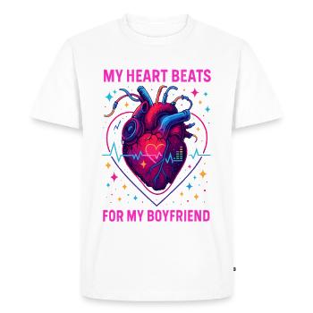 Heart Saying Friend, Neon Love Anatomy - Men's Premium Organic T-Shirt - white - Front - Nico (187cm)