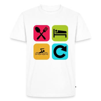 Mange, Dors, nage, Répéte, citation drôle, piscine - T-shirt Premium bio Homme - blanc - Devant - Nico (187cm)