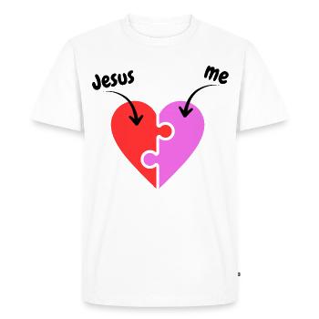 Jésus et moi - Cœur - Puzzle - Christian - T-shirt Premium bio Homme - blanc - Devant - Nico (187cm)