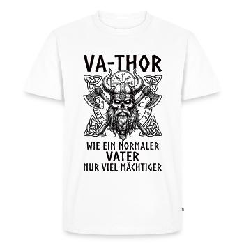 VA-THOR – Comme un père, mais plus puissant - T-shirt Premium bio Homme - blanc - Devant - Nico (187cm)