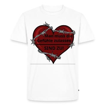 Sarcastic Heart with Barbed Wire - Men's Premium Organic T-Shirt - white - Front - Nico (187cm)