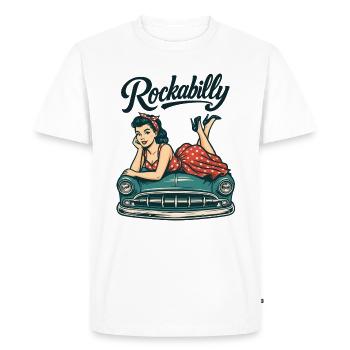 Cadeau rétro pin-up de voiture vintage rockabilly - T-shirt Premium bio Homme - blanc - Devant - Nico (187cm)