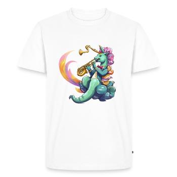 Saxophone Unicorn Neon Style - Men's Premium Organic T-Shirt - white - Front - Nico (187cm)