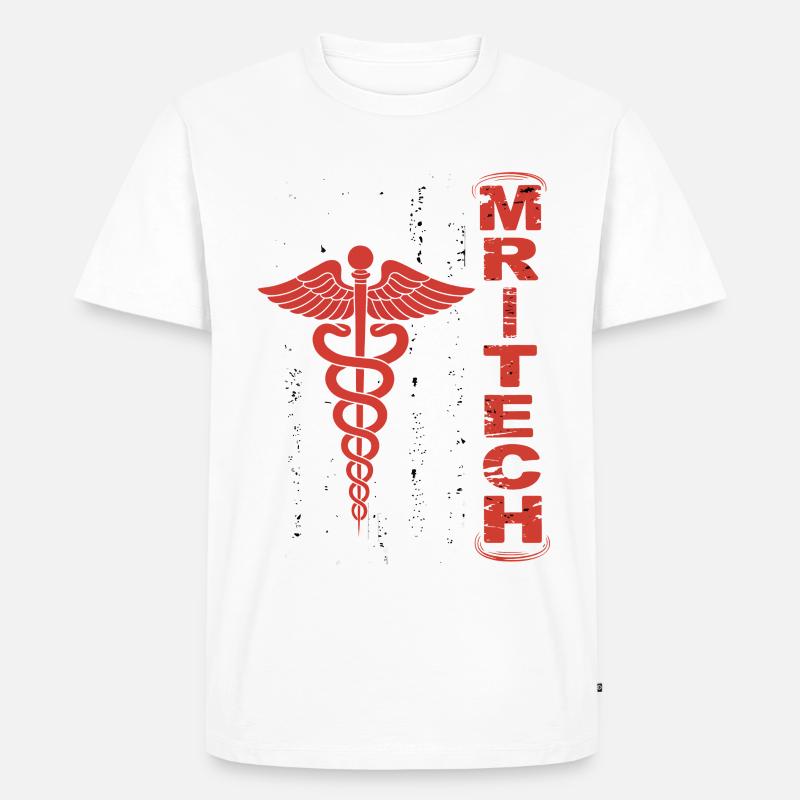 Rote MedTech Caduceus Flagge - Männer Premium Bio T-Shirt - Weiß