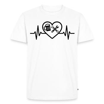 Heart Beer Car Mechanic Humor - Men's Premium Organic T-Shirt - white - Front - Nico (187cm)