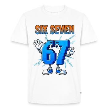 67 Gen Alpha Six Seven Italien 6 7 Brainrot - T-shirt Premium bio Homme - blanc - Devant - Nico (187cm)