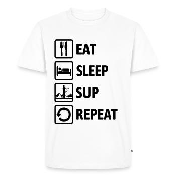 Mange, Dors, SUP, Répétez - Standup Paddling - T-shirt Premium bio Homme - blanc - Devant - Nico (187cm)