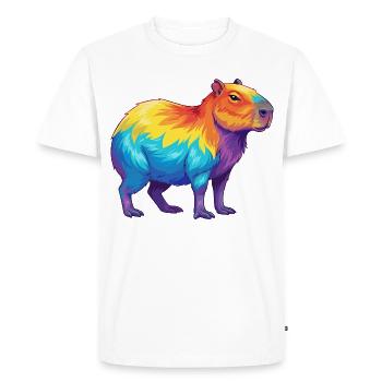 Colorful Capybara Rainbow Pop Art Watercolor - Men's Premium Organic T-Shirt - white - Front - Nico (187cm)