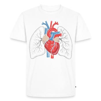 Estampe d’anatomie Cœur-Poumon - T-shirt Premium bio Homme - blanc - Devant - Nico (187cm)