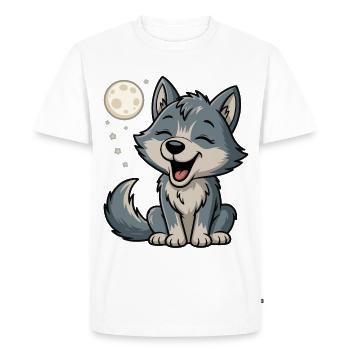 Moonlight Wolf Cuddle - Men's Premium Organic T-Shirt - white - Front - Nico (187cm)