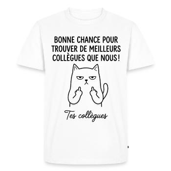 Départ collègue travail nouvel emploi bonne chance - T-shirt Premium bio Homme - blanc - Devant - Nico (187cm)