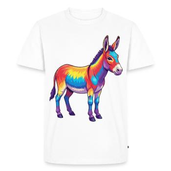 Aquarelle colorée Pop Art arc-en-ciel Âne - T-shirt Premium bio Homme - blanc - Devant - Nico (187cm)