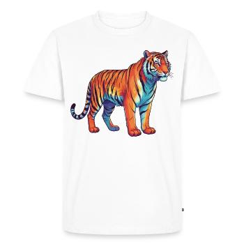 Colorful Tiger Rainbow Pop Art Watercolor - Men's Premium Organic T-Shirt - white - Front - Nico (187cm)