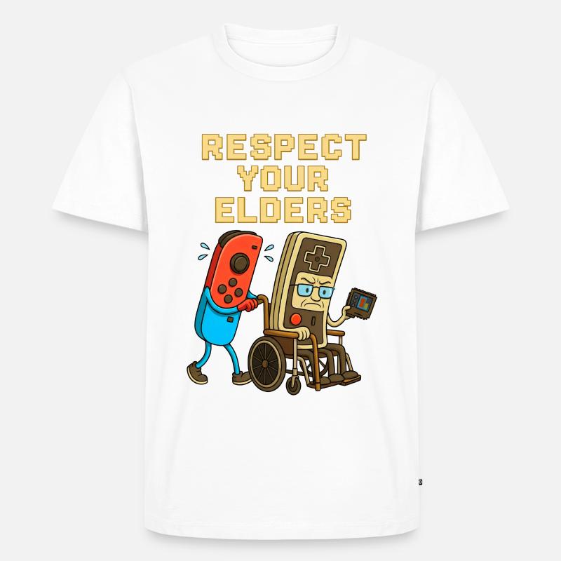Respect Your Elders Gaming Control Retro  - Männer Premium Bio T-Shirt - Weiß