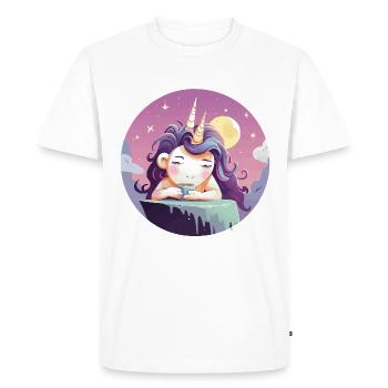 Licorne thé de lune le soir - T-shirt Premium bio Homme - blanc - Devant - Nico (187cm)