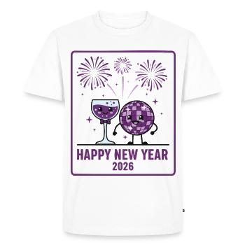 Célébration de la fête des feux d’artifice du Bon Nouvel An 2026 - T-shirt Premium bio Homme - blanc - Devant - Nico (187cm)