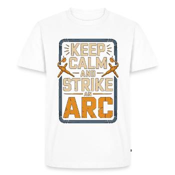 Soudeur Reste Calme et Frappe la Métallurgie en Acier - T-shirt Premium bio Homme - blanc - Devant - Nico (187cm)