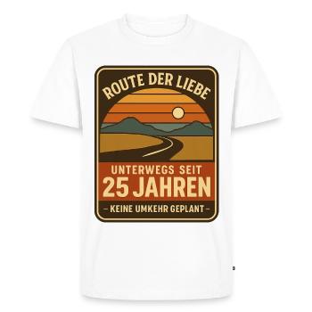 Route de l’Amour 25 ans, Chemise de voyage anniversaire de mariage - T-shirt Premium bio Homme - blanc - Devant - Nico (187cm)