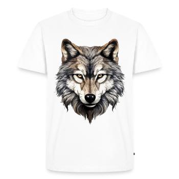 Wolf Wolf Head Predator Forest Nature Wilderness Art - Men's Premium Organic T-Shirt - white - Front - Nico (187cm)