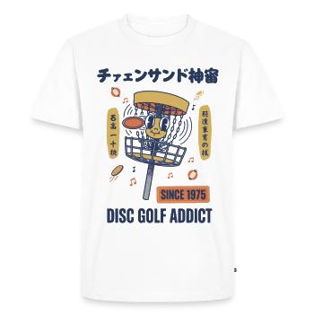 Accro au disc golf depuis 1975 Joueur drôle de disc golf - T-shirt Premium bio Homme - blanc - Devant - Nico (187cm)