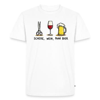 Ciseaux, vin, couple, bière, drôle, jeu de mots de fête - T-shirt Premium bio Homme - blanc - Devant - Nico (187cm)