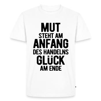 Courage is at the beginning - Motivation - Resolutions - Men's Premium Organic T-Shirt - white - Front - Nico (187cm)