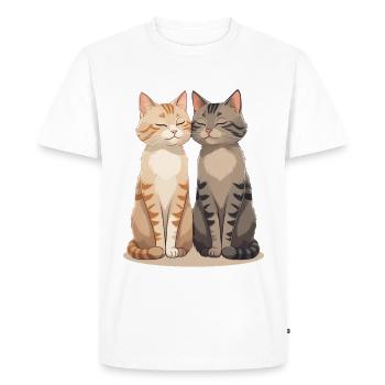 Two happy cat friends - Men's Premium Organic T-Shirt - white - Front - Nico (187cm)