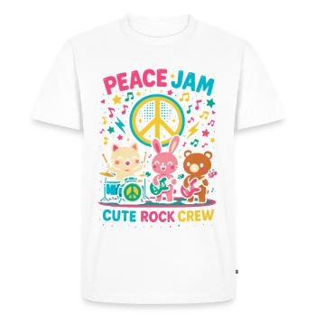 Peace jam rock crew, cute band - Men's Premium Organic T-Shirt - white - Front - Nico (187cm)