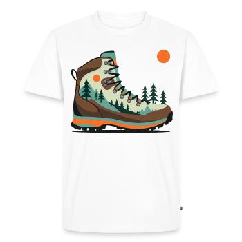 Motif paysager de chaussures de randonnée - T-shirt Premium bio Homme - blanc - Devant - Nico (187cm)