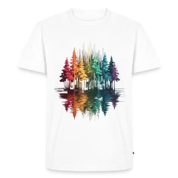 Trees, Forest, Nature, Wilderness, Outdoor, Reflection - Men's Premium Organic T-Shirt - white - Front - Nico (187cm)