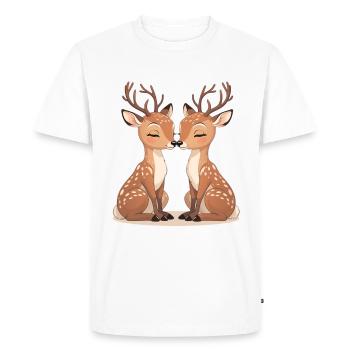 Motif de baiser en duo de cerfs câlins - T-shirt Premium bio Homme - blanc - Devant - Nico (187cm)