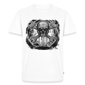Mechanic Skull – Industrial Workshop - Men's Premium Organic T-Shirt - white - Front - Nico (187cm)