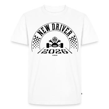 Nouveau conducteur 2026 (Permis de conduire / Noir) - T-shirt Premium bio Homme - blanc - Devant - Nico (187cm)