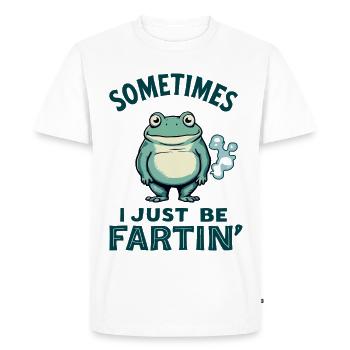 Frog, Funny, Sometimes I Just Be Farting - Men's Premium Organic T-Shirt - white - Front - Nico (187cm)