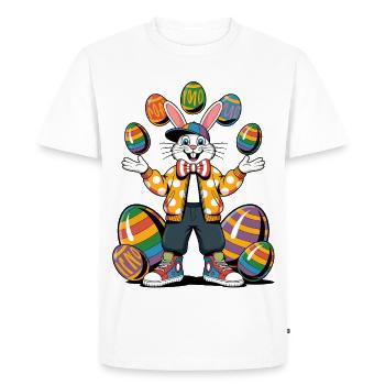Colorful Easter bunny with egg wreath - Men's Premium Organic T-Shirt - white - Front - Nico (187cm)