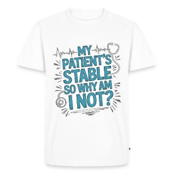 Infirmière en soins intensifs Infirmière stable en soins aigus de mon patient - T-shirt Premium bio Homme - blanc - Devant - Nico (187cm)