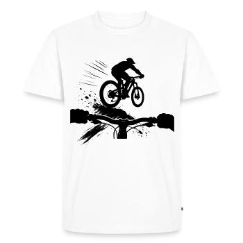 Perspective VTT en descente Perspective VTT Cadeau - T-shirt Premium bio Homme - blanc - Devant - Nico (187cm)