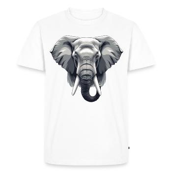 Vecteur en niveaux de gris de la tête d’éléphant - T-shirt Premium bio Homme - blanc - Devant - Nico (187cm)