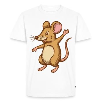 Souris mignonne qui danse saute heureuse drôle heureuse - T-shirt Premium bio Homme - blanc - Devant - Nico (187cm)