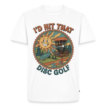 Id Hit That Disc Golf Funny Disc Golfer Flying - Men's Premium Organic T-Shirt - white - Front - Nico (187cm)