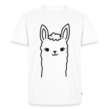 Illustration de la tête d’un lama alpaga mignonne - T-shirt Premium bio Homme - blanc - Devant - Nico (187cm)