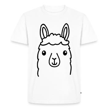Illustration de la tête d’un lama alpaga mignonne - T-shirt Premium bio Homme - blanc - Devant - Nico (187cm)